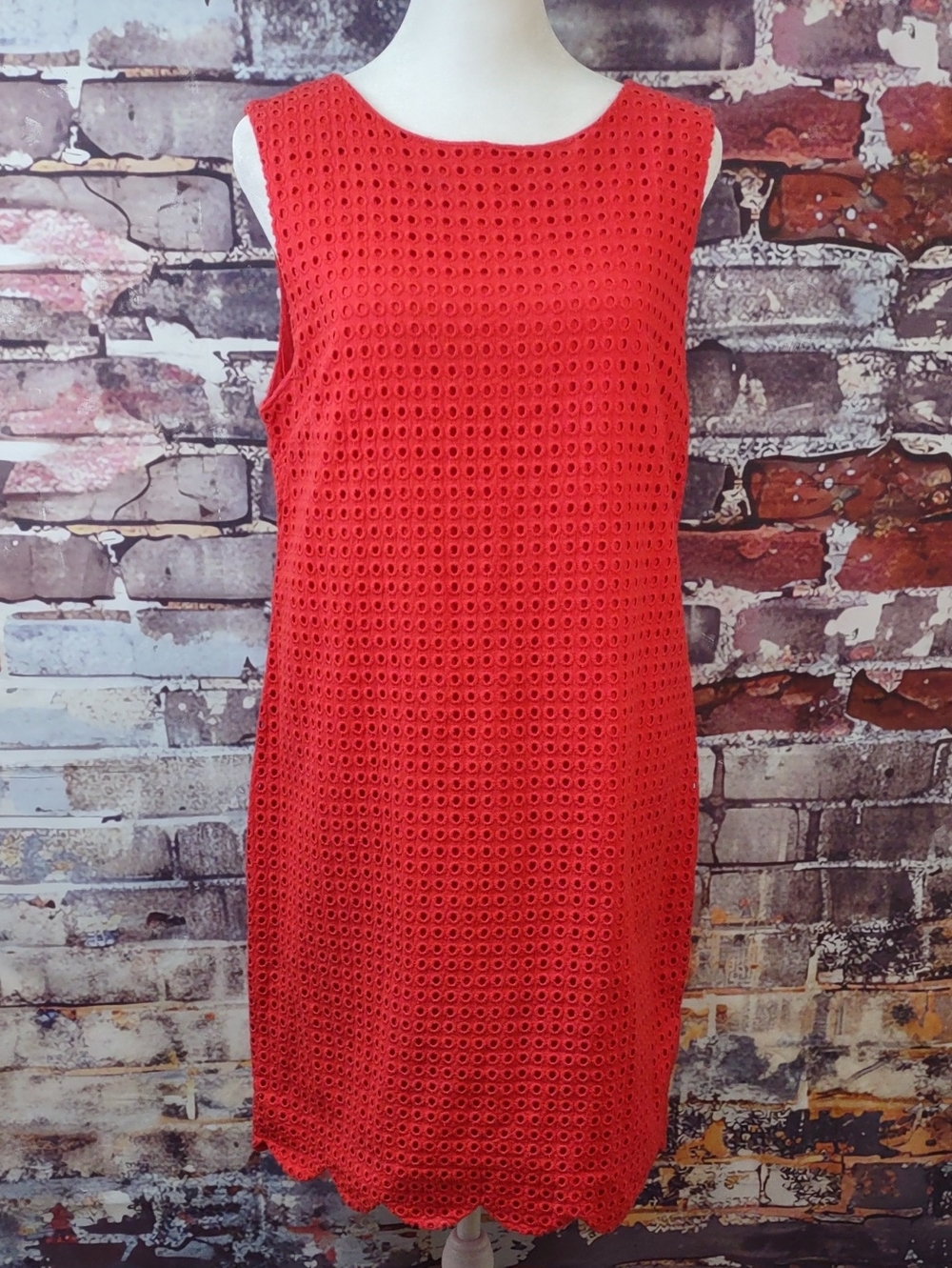 Cynthia Rowley Red Eyelet Shift Dress